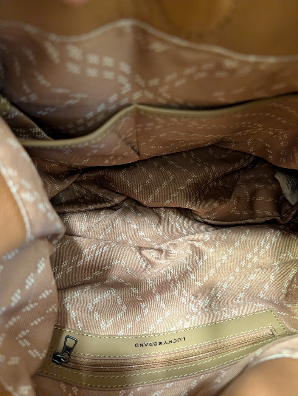 🤎 Vintage Lucky Brand Mia Classic Leather Hobo Shoulder Satchel Bag in Cognac - Picture 14 of 16